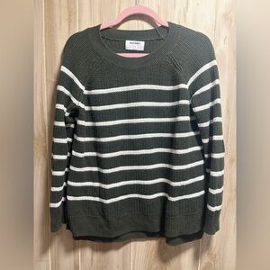 Old Navy Green and White Striped Sweater